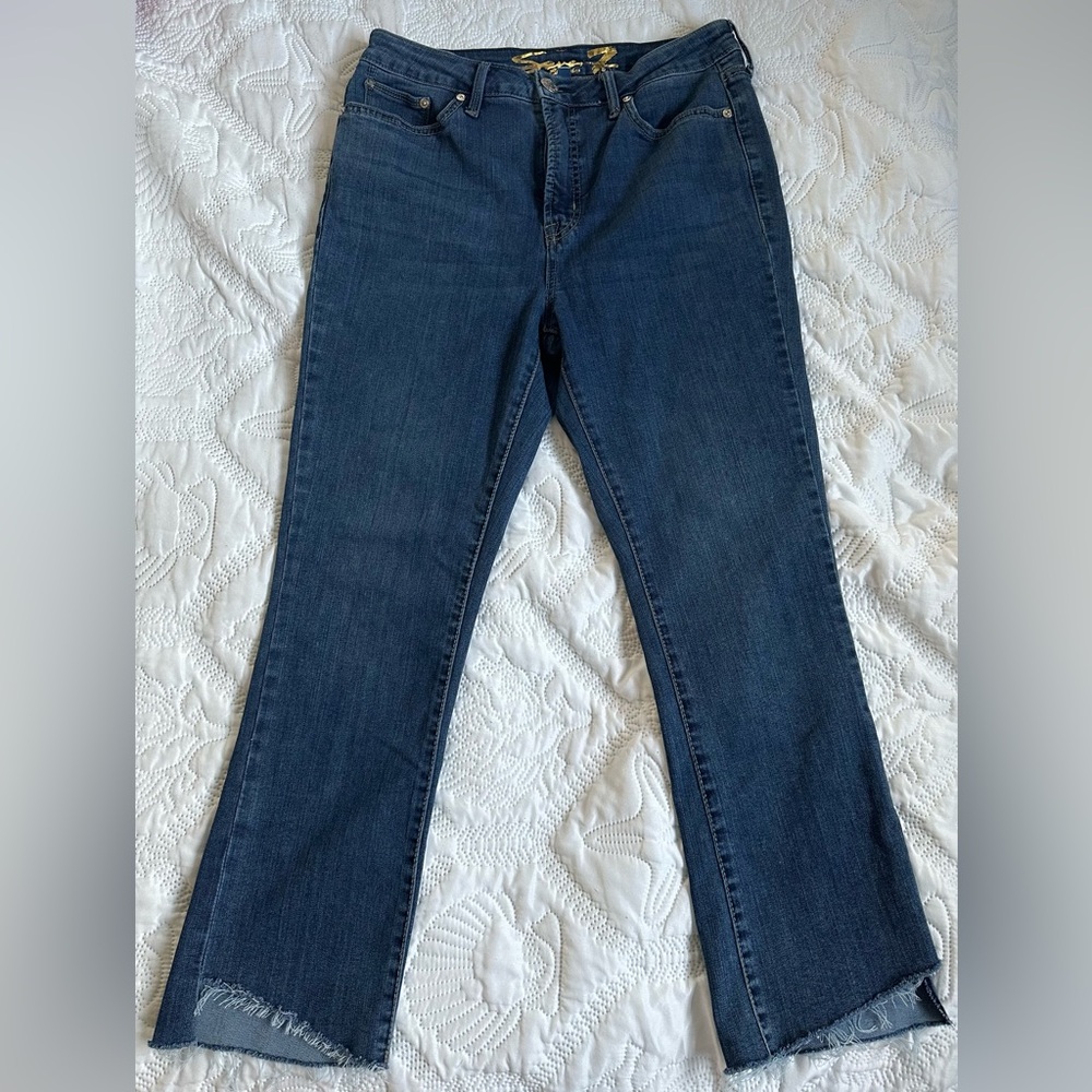 SEVEN7 Raw Hem Cropped High Rise Jeans size 8